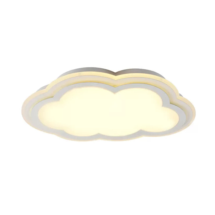 White Acrylic Cloud Ceiling Flush Mount Light With Simple Teen Style