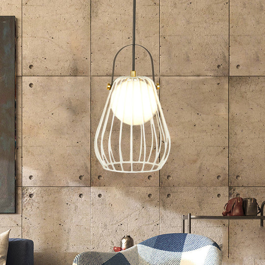 Gourd Cage Pendant Light Kit - Minimalist Metal Hanging Ceiling