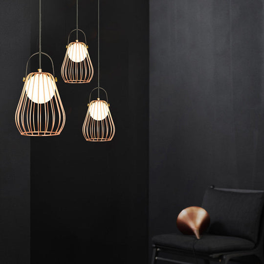 Gourd Cage Pendant Light Kit - Minimalist Metal Hanging Ceiling