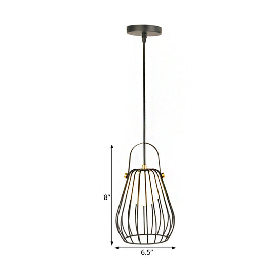 Gourd Cage Pendant Light Kit - Minimalist Metal Hanging Ceiling