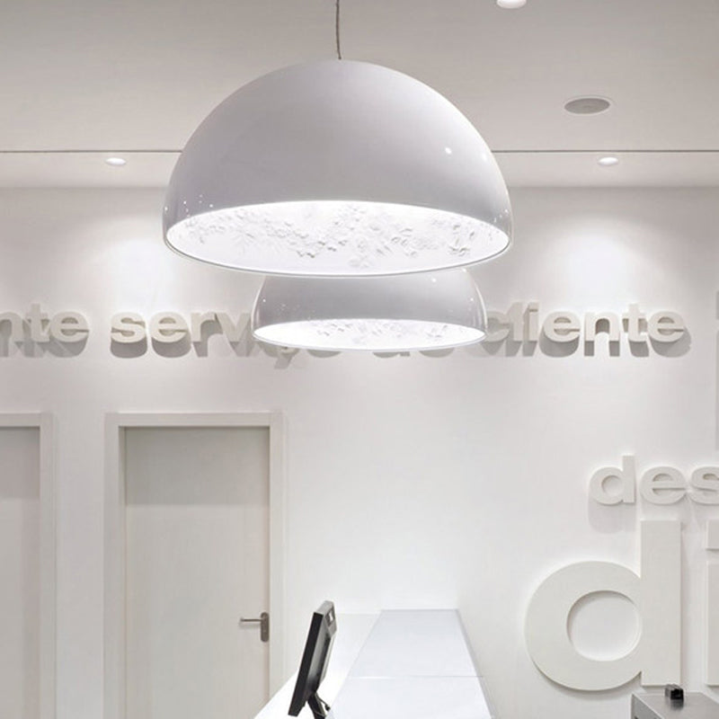 Dome Shade Pendant Lamp With Floral Interior Modern Metal Ceiling Light 1 Gold/Coffee/Black