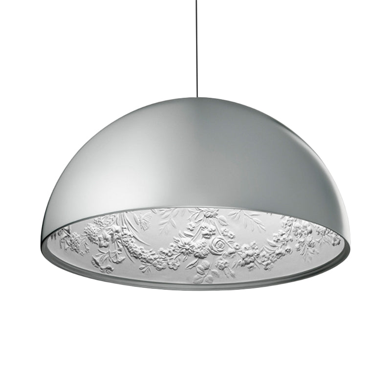 Dome Shade Pendant Lamp With Floral Interior Modern Metal Ceiling Light 1 Gold/Coffee/Black
