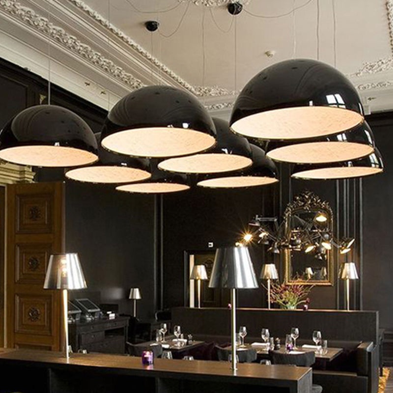 Dome Shade Pendant Lamp With Floral Interior Modern Metal Ceiling Light 1 Gold/Coffee/Black