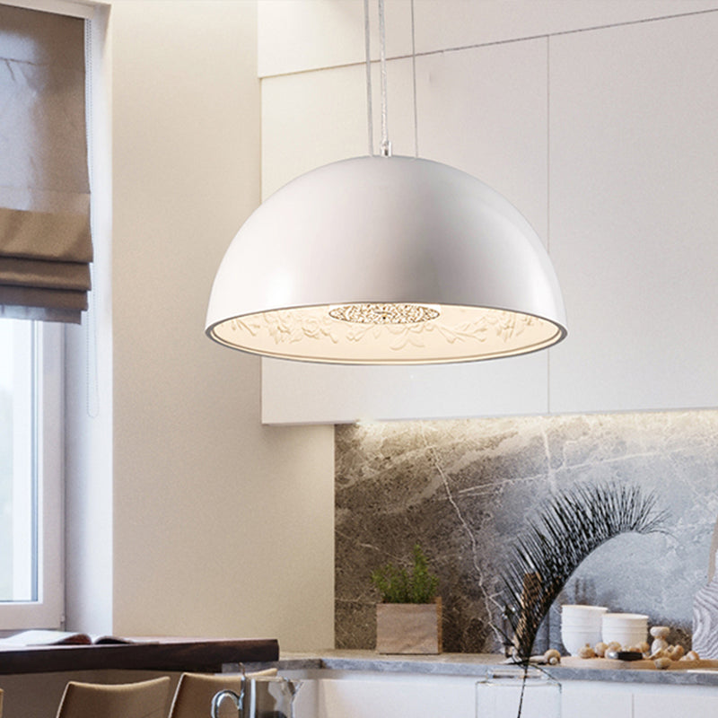 Dome Shade Pendant Lamp With Floral Interior Modern Metal Ceiling Light 1 Gold/Coffee/Black