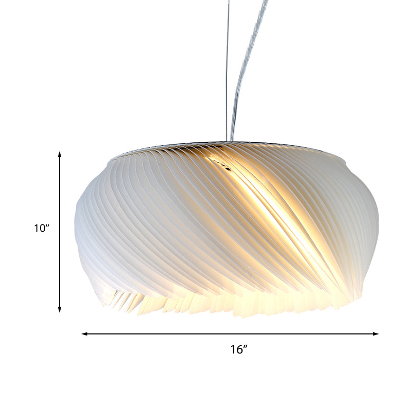 White Drum Pendant Light - Simple Style 1 Plastic Hanging For Living Room