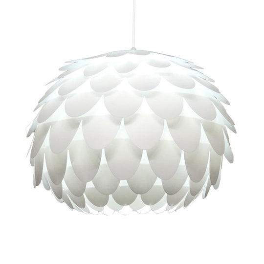 Modern Squama Pendant Light - Arc Deco Design White Plastic Ideal For Bedroom 12/16 Width