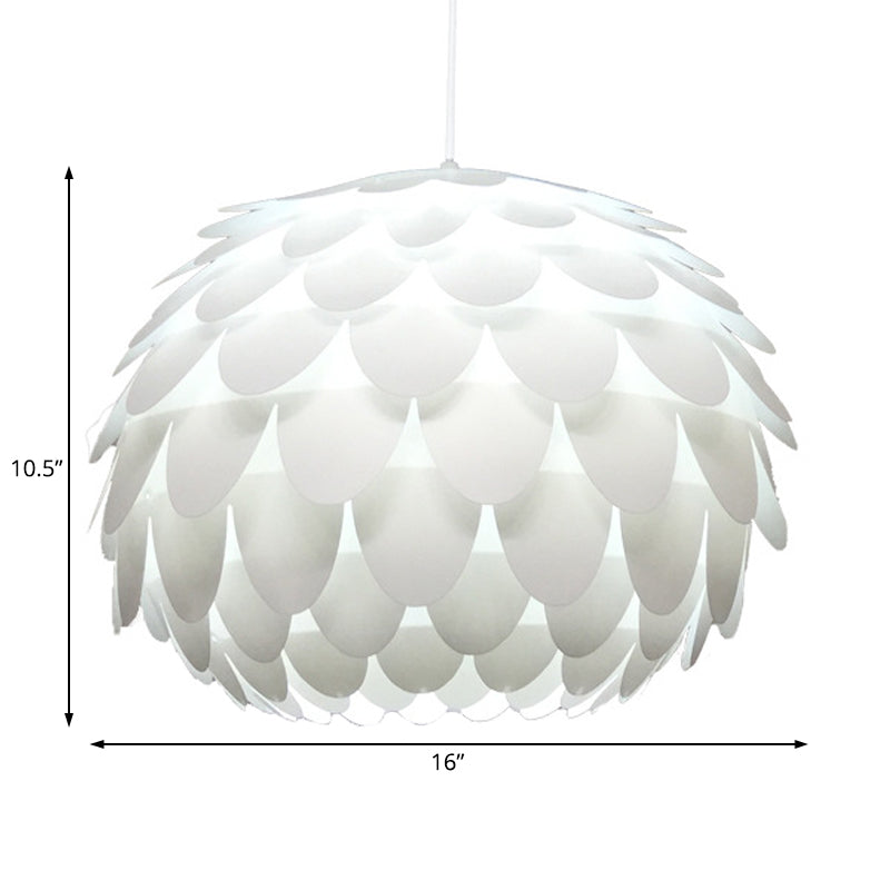 Modern Squama Pendant Light - Arc Deco Design White Plastic Ideal For Bedroom 12/16 Width