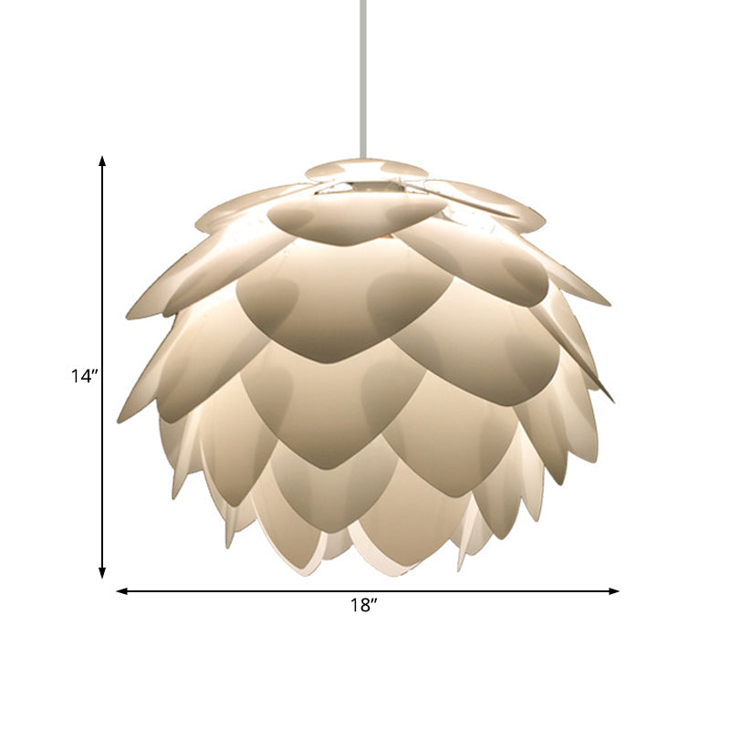 White Squama Pendant Light - Nordic Style 1-Light Suspension For Dining Room