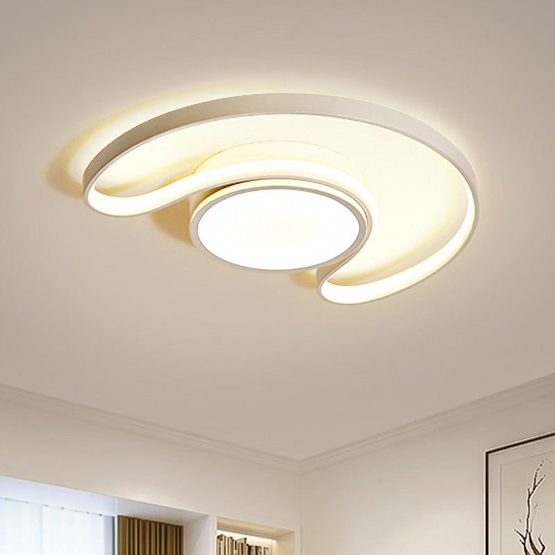 Kid’s Bedroom Simplistic Sun & Moon Led Ceiling Light - White Flushmount Style