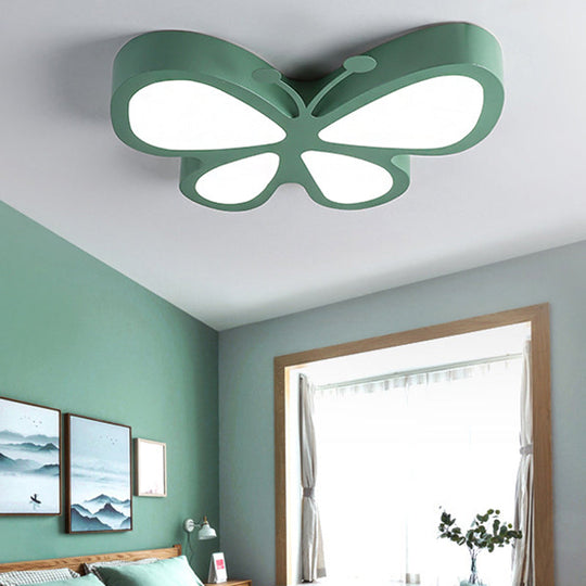 Butterfly Acrylic Metal Led Ceiling Light For Childs Bedroom - Flush Mount