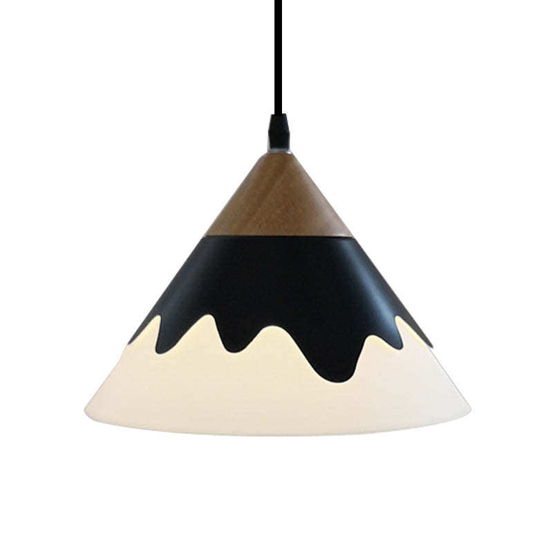 Modern Metal Cone Hanging Pendant Light Fixture | 1-Light White/Gray/Black Ideal For Dining Room