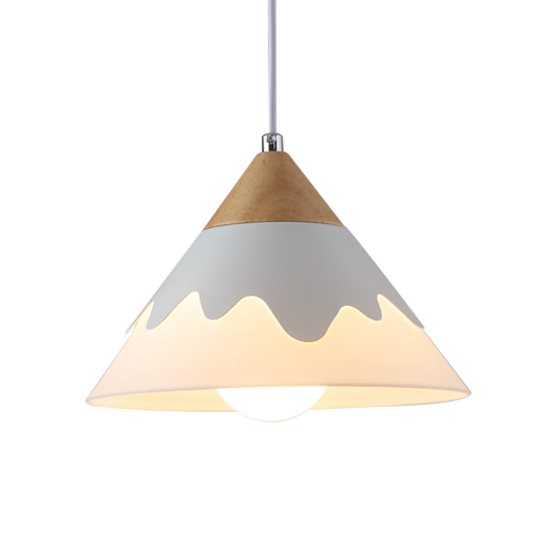 Modern Metal Cone Hanging Pendant Light Fixture | 1-Light White/Gray/Black Ideal For Dining Room