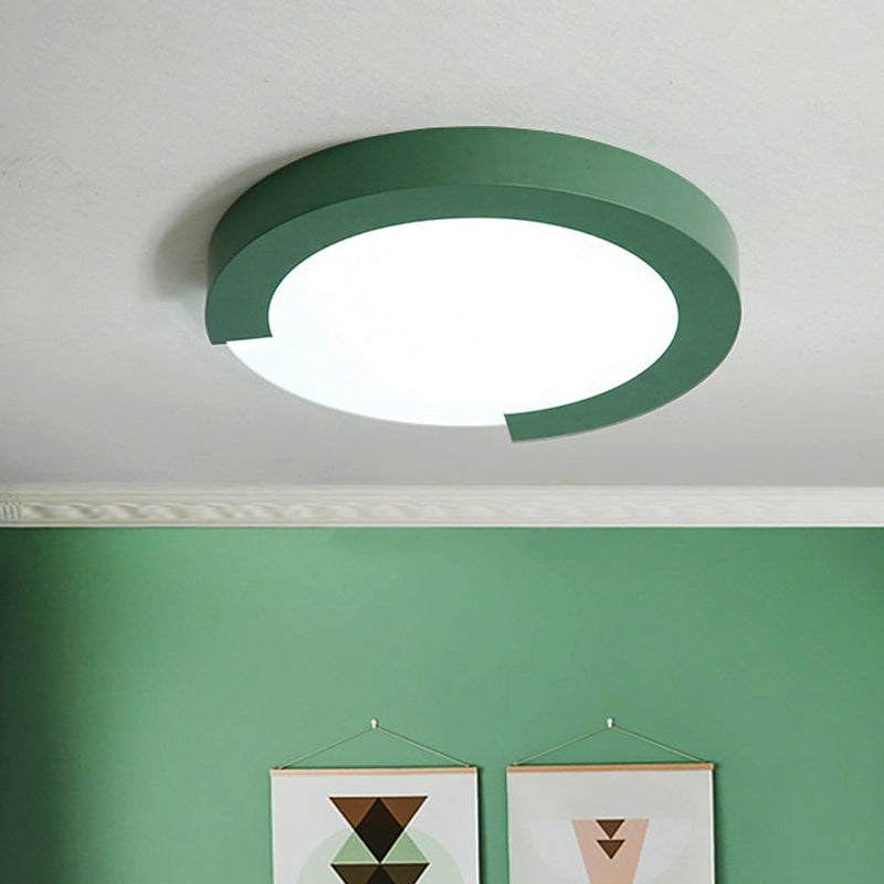 Simple Style Acrylic Ceiling Lamp For Kids Bedroom With Circular Mount Green / 16 White