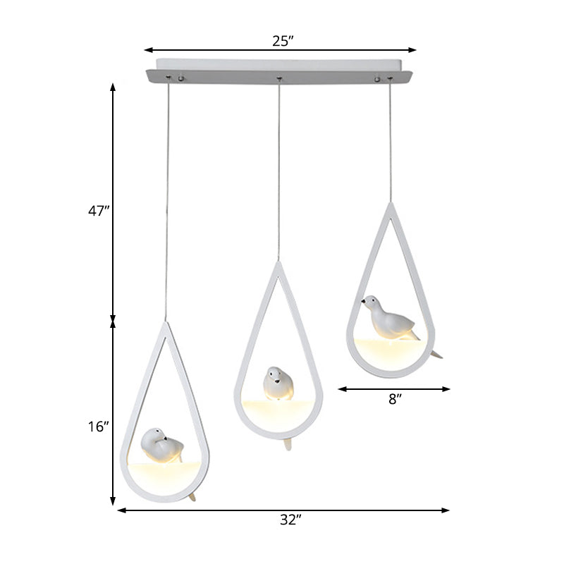 Waterdrop Acrylic Hanging Lamp: 1/2/3 Lights | Black/White Warm/White Light Dining Room Pendant