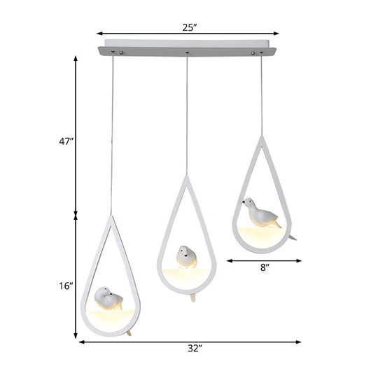 Waterdrop Acrylic Hanging Lamp: 1/2/3 Lights | Black/White Warm/White Light Dining Room Pendant
