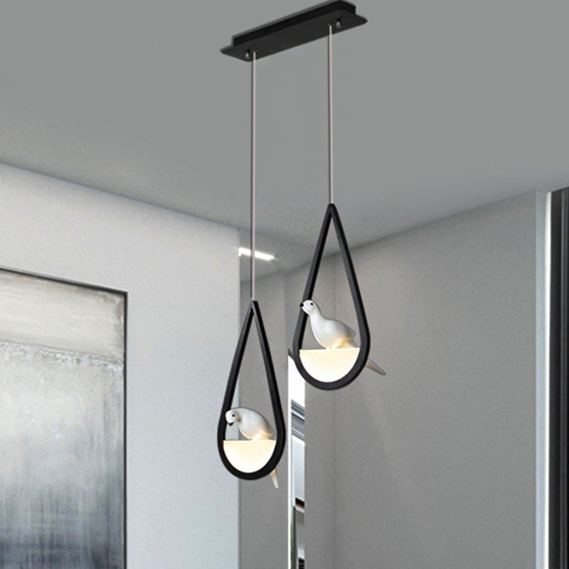 Waterdrop Acrylic Hanging Lamp: 1/2/3 Lights | Black/White Warm/White Light Dining Room Pendant 2 /