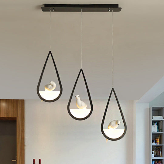 Waterdrop Acrylic Hanging Lamp: 1/2/3 Lights | Black/White Warm/White Light Dining Room Pendant 3 /