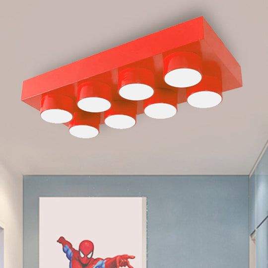 Rectangular Multi-Head Metal Ceiling Lamp For Modern Kitchen Flush Mount