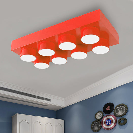 Rectangular Multi-Head Metal Ceiling Lamp For Modern Kitchen Flush Mount