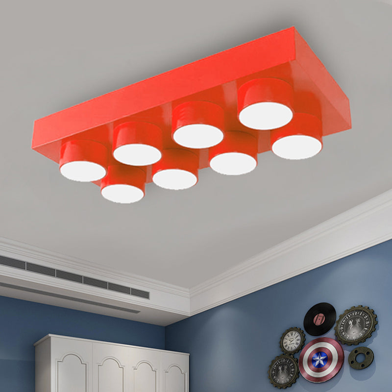 Rectangular Multi-Head Metal Ceiling Lamp For Modern Kitchen Flush Mount