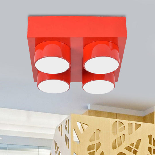 Rectangular Multi-Head Metal Ceiling Lamp For Modern Kitchen Flush Mount