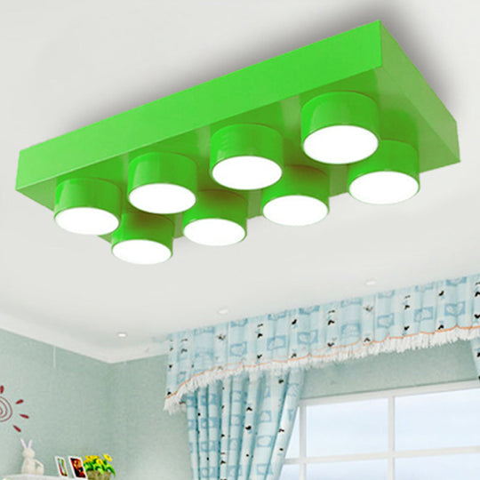 Rectangular Multi-Head Metal Ceiling Lamp For Modern Kitchen Flush Mount