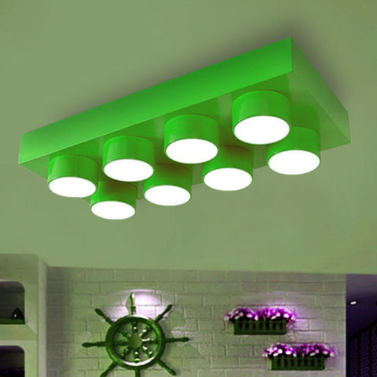 Rectangular Multi-Head Metal Ceiling Lamp For Modern Kitchen Flush Mount