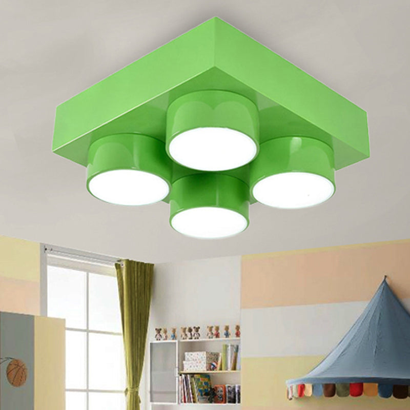 Rectangular Multi-Head Metal Ceiling Lamp For Modern Kitchen Flush Mount