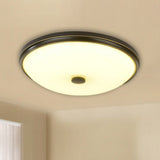 Ultra Thin Milky Glass Led Flush Ceiling Light Fixture For Rustic Bedrooms Black / Small