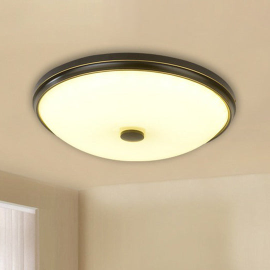 Ultra Thin Milky Glass Led Flush Ceiling Light Fixture For Rustic Bedrooms Black / Small