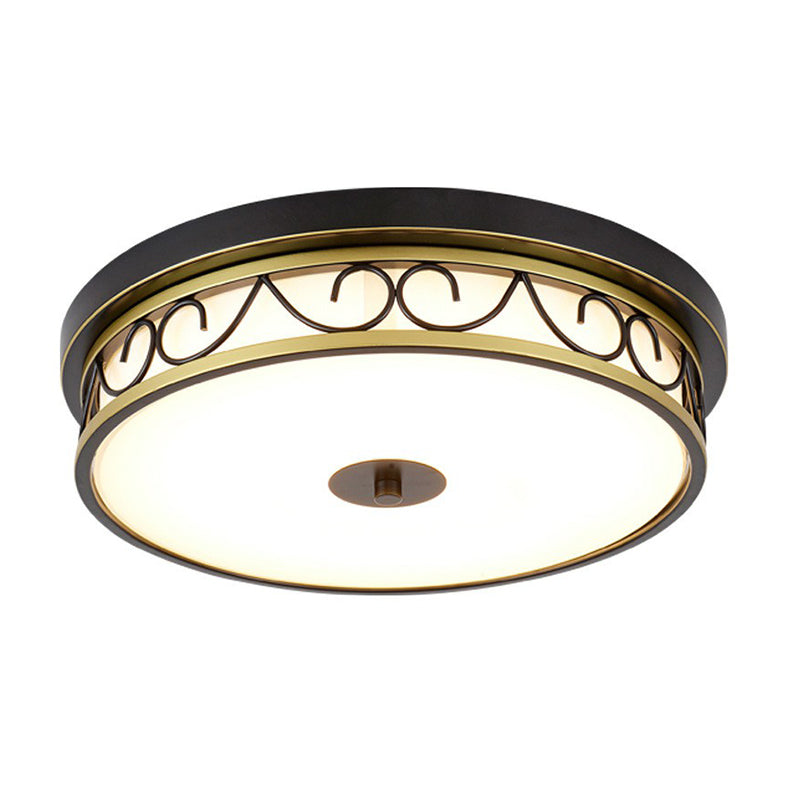 Brown Cream Glass Led Flush Mount Ceiling Light For Traditional Bedroom
