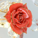 Pastoral Living Room Rose Ceramic Semi - Flush Ceiling Light With Decorative Crystal Accents