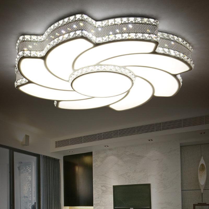Modern Led Flower Metal Flush Ceiling Light Fixture White/Warm 19/23.5 Wide White / 23.5