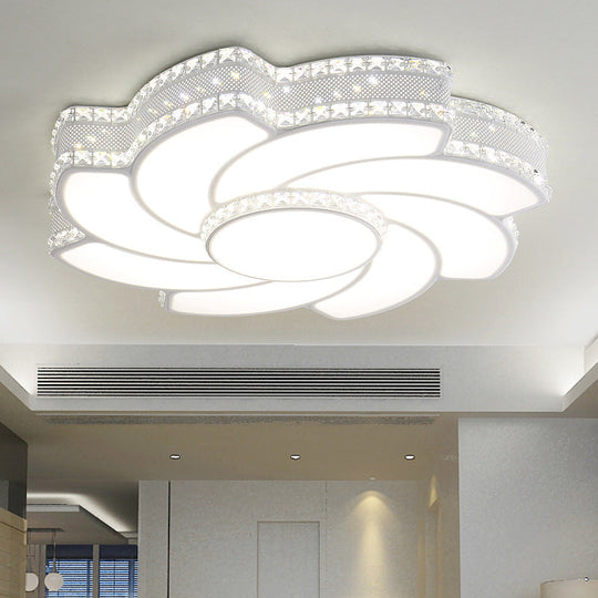 Modern Led Flower Metal Flush Ceiling Light Fixture White/Warm 19’/23.5’ Wide