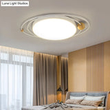 21’/26’/31’ Dia Round Flush Mount Light – Nordic Metal Gray/White/Green Led Ceiling For