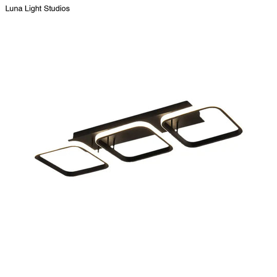 21.5/31/41 L Square Semi Flush Acrylic Lamp Black/Gold Led Ceiling Mount Warm/White Light