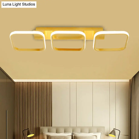 21.5’/31’/41’ L Square Semi Flush Acrylic Lamp Black/Gold Led Ceiling Mount Warm/White Light