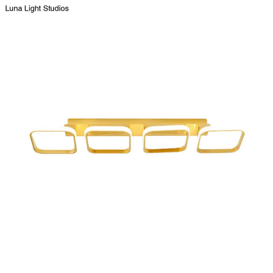 21.5/31/41 L Square Semi Flush Acrylic Lamp Black/Gold Led Ceiling Mount Warm/White Light