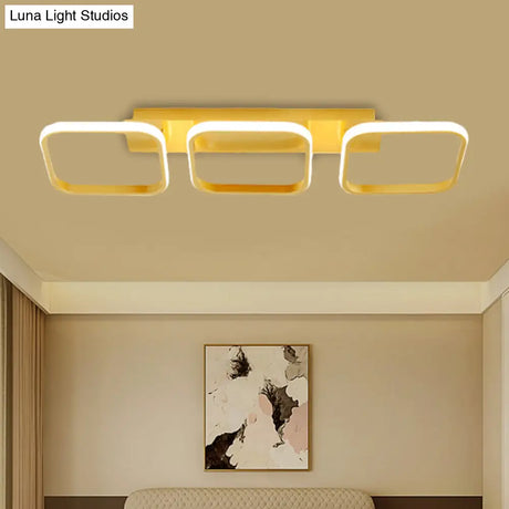 21.5’/31’/41’ L Square Semi Flush Acrylic Lamp Black/Gold Led Ceiling Mount Warm/White Light