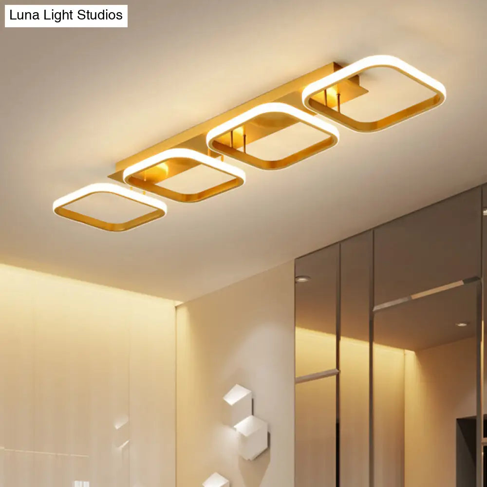 21.5/31/41 L Square Semi Flush Acrylic Lamp Black/Gold Led Ceiling Mount Warm/White Light Gold / 41