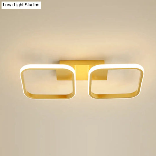 21.5/31/41 L Square Semi Flush Acrylic Lamp Black/Gold Led Ceiling Mount Warm/White Light