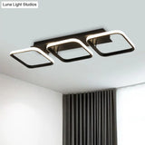 21.5’/31’/41’ L Square Semi Flush Acrylic Lamp Black/Gold Led Ceiling Mount Warm/White Light