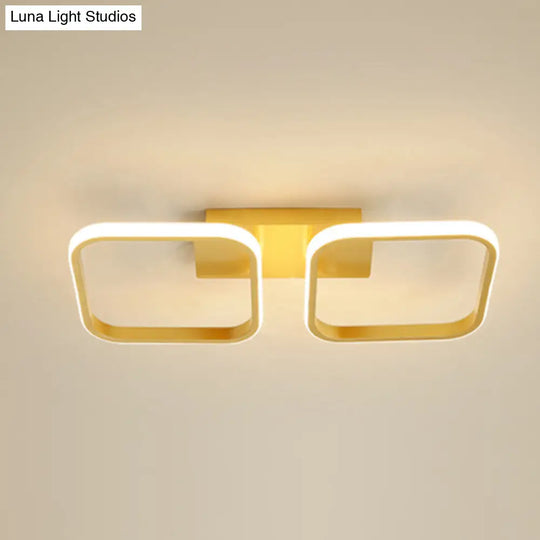21.5’/31’/41’ L Square Semi Flush Acrylic Lamp Black/Gold Led Ceiling Mount Warm/White Light