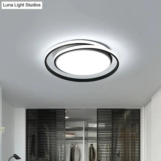 Modern Black/Gold Led Flushmount Ceiling Light In Warm/White 18’/21.5’ Width