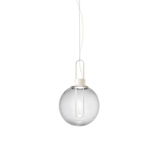 Contemporary Clear Glass Sphere Pendant Light - Elegant 1-Light White/Black Hanging Lamp For