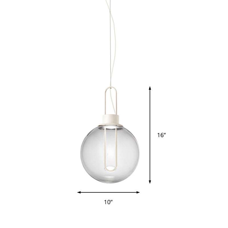 Contemporary Clear Glass Sphere Pendant Light - Elegant 1-Light White/Black Hanging Lamp For