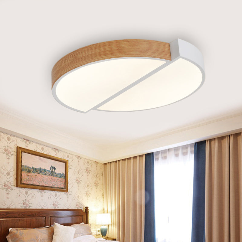 Contemporary Wood White Led Circle Flush Mount Lamp - 20.5 And 33 Diameter / Warm