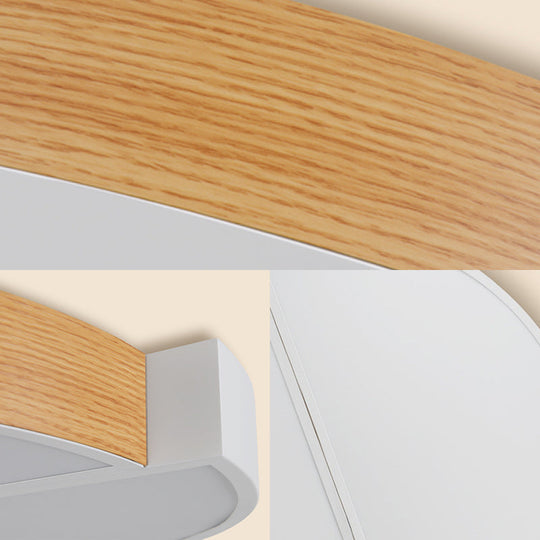 Contemporary Wood White Led Circle Flush Mount Lamp - 20.5’ And 33’ Diameter