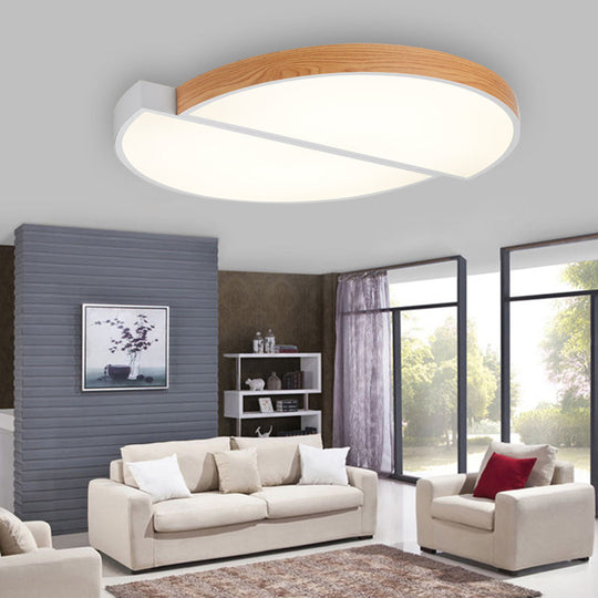Contemporary Wood White Led Circle Flush Mount Lamp - 20.5 And 33 Diameter