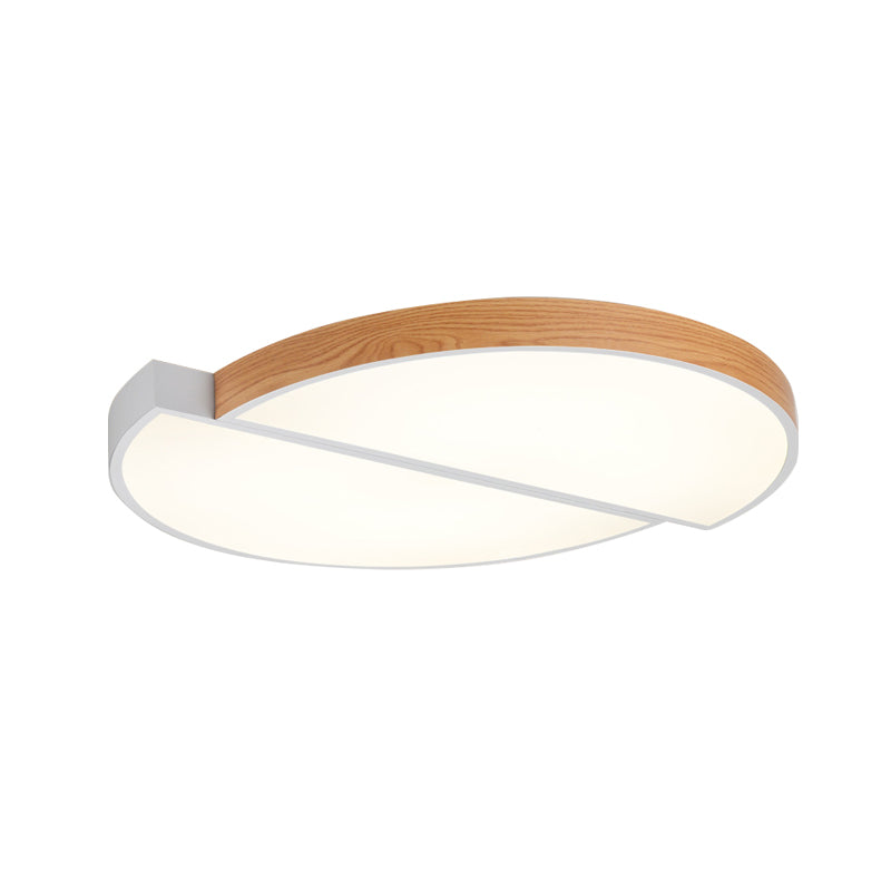 Contemporary Wood White Led Circle Flush Mount Lamp - 20.5’ And 33’ Diameter